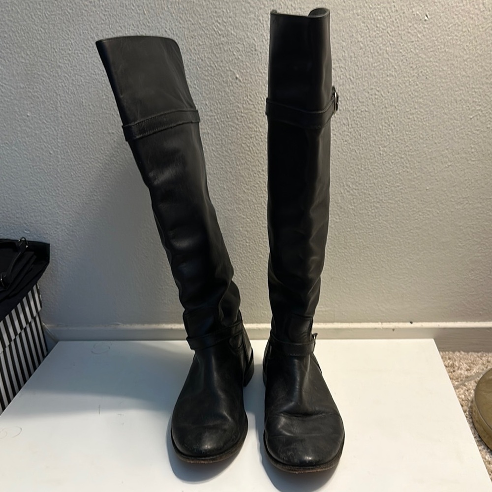 Frye Black Over the Knee Boots with Sleek Design